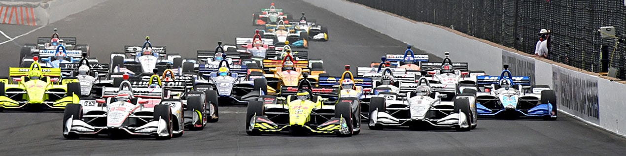 indy cars racing to through the start line Honolulu